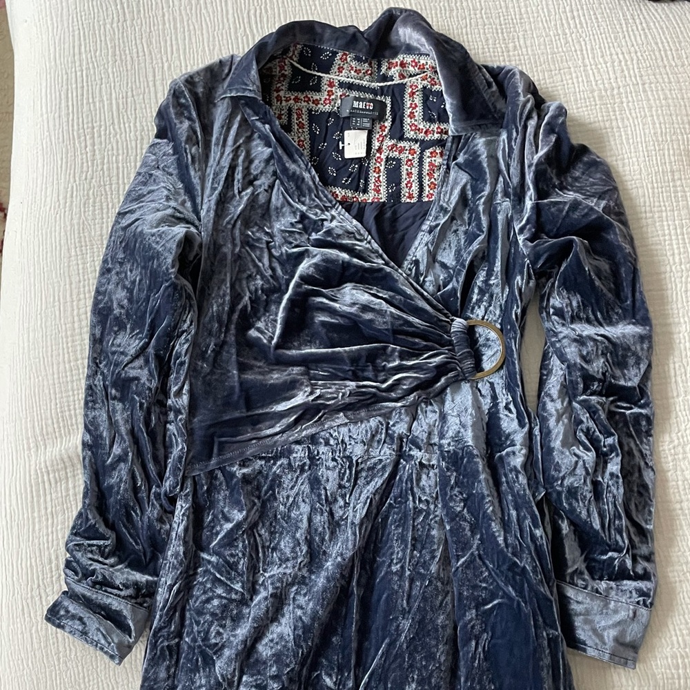 Anthropologie Maeve Blue Velvet Dress 8 NWT - Picture 4 of 5